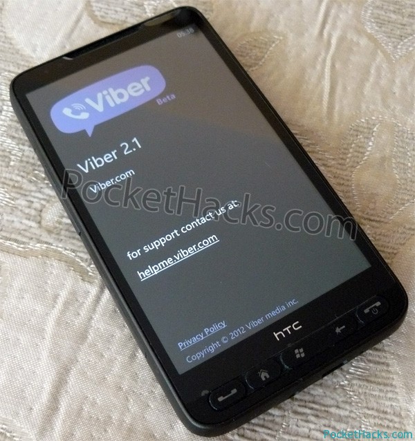 Viber for Windows Phone running on HTC HD2