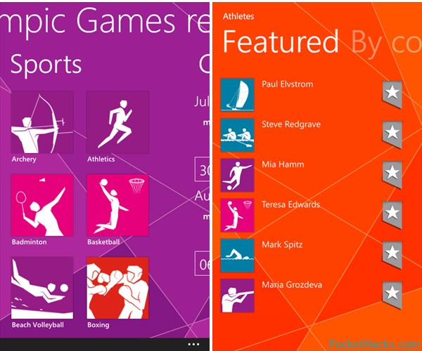 London Olympics 2012 Windows Phone app