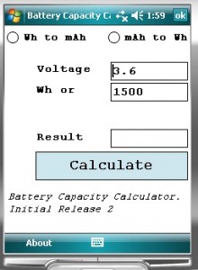 Read more about the article Battery capacity calculator app for Windows Mobile