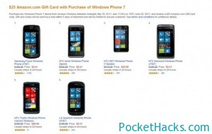 Read more about the article Amazon Gift Card available with any Windows Phone 7 purchase