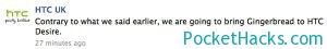 Read more about the article Confirmed: HTC Desire getting the 2.3 update after all
