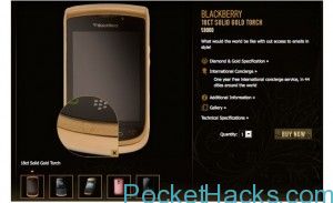 Read more about the article $12,000 BlackBerry Torch 9800 is covered with 18k gold