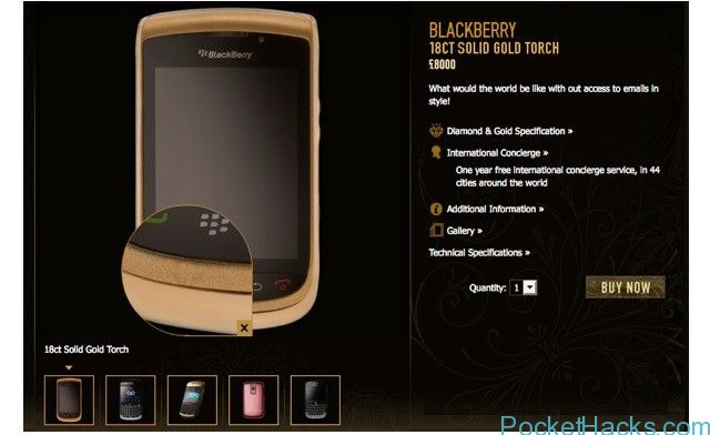 You are currently viewing $12,000 BlackBerry Torch 9800 is covered with 18k gold