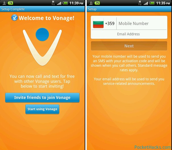 Vonage Mobile voip app