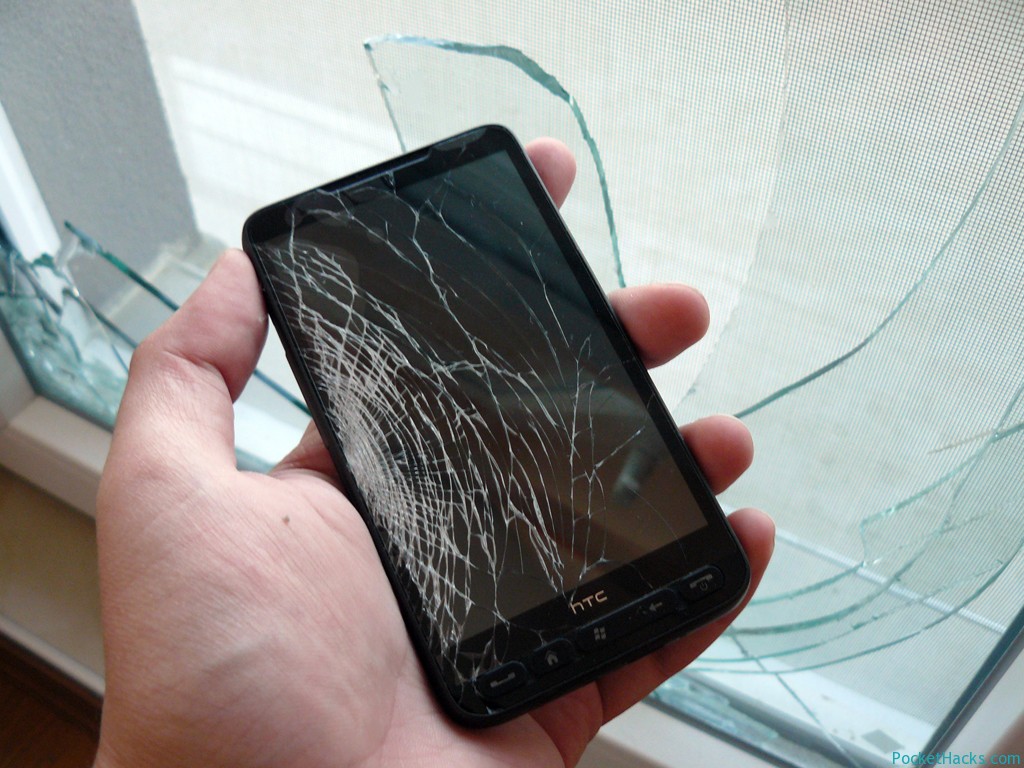 HTC HD2 with cracked screen