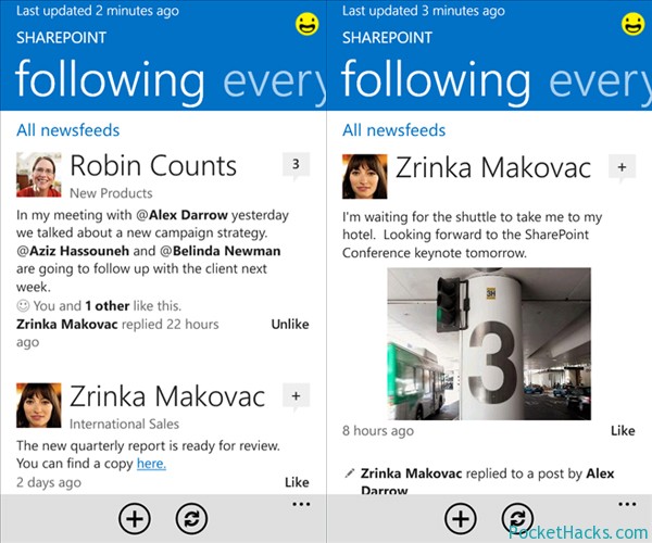 SharePoint Newsfeed for Windows Phone