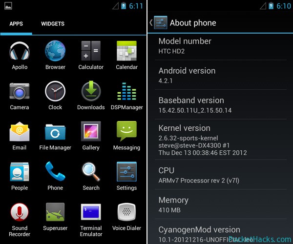 Android 4.2 ROM (CyanogenMod 10.1) for HTC HD2