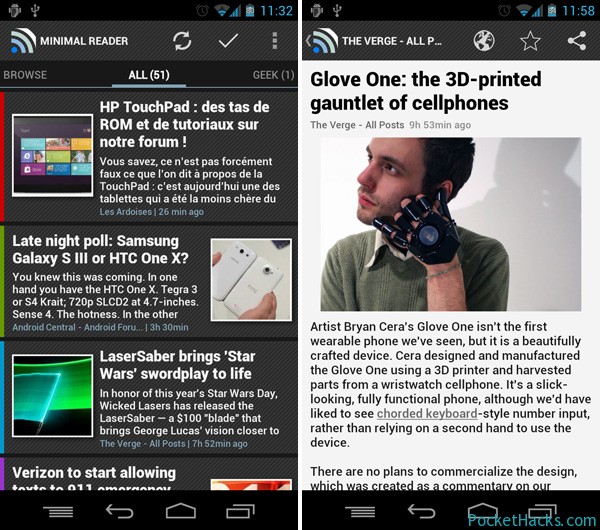Minimal Reader 3.3 - Bringing a Full Google Reader Experience on Your Android Device